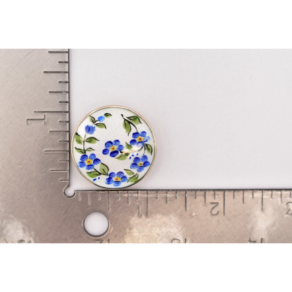 David Anderson Norway Pin Brooch Flower Enamel Round Signed Victorian 925 BinBP - Picture 12 of 12